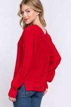 Load image into Gallery viewer, Red Long Sleeve V-neck Sweater
