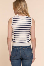 Load image into Gallery viewer, Sleeveless Round Neck Navy Stripes Sweater
