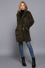 Load image into Gallery viewer, Long Sleeve Notched Collar Sherpa Coat
