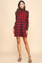 Load image into Gallery viewer, Red Plaid Back Neck Tied Mini Dress
