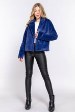 Load image into Gallery viewer, Faux Fur Notched Collar Open Front Jacket
