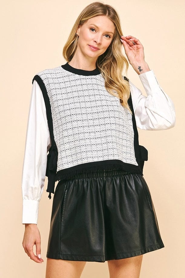 Woven Knit Combo Blouse