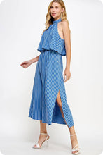 Load image into Gallery viewer, Halter Neck Side Cut-Out Stripe Cotton Dress
