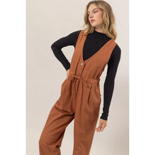 Load image into Gallery viewer, Camel Twill Sleeveless Jumpsuit
