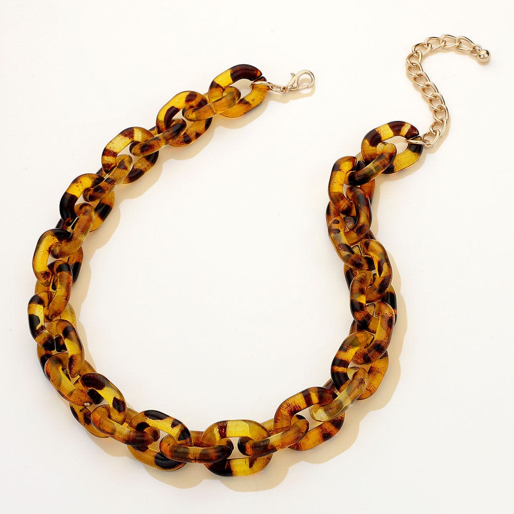 Tortoise Celluloid Acetate Chain Link Necklace