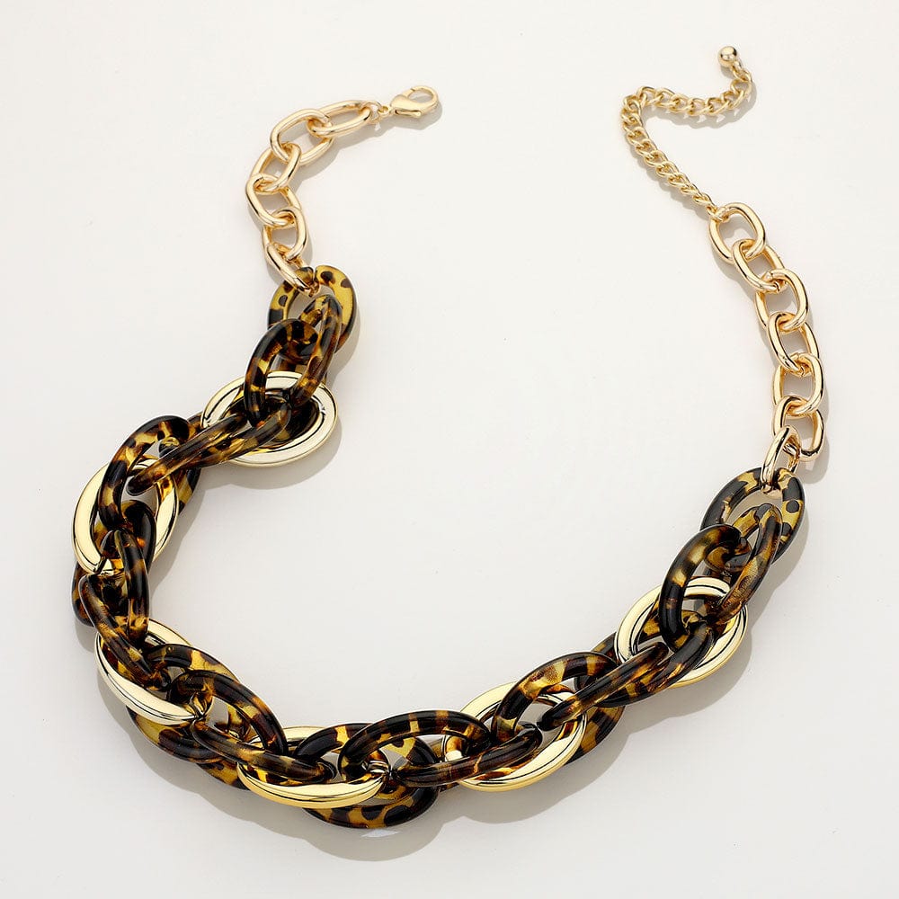 Celluloid Acetate Metal Chain Link Necklace