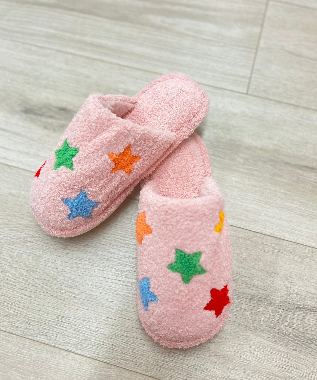 Pink Slippers with Embroidered Stars