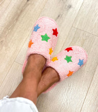 Load image into Gallery viewer, Pink Slippers with Embroidered Stars
