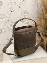 Load image into Gallery viewer, Felt Bucket Bag with Genuine Gray Leather Trim
