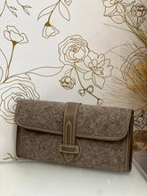 Load image into Gallery viewer, Felt Clutch with Gray Genuine Leather Trim
