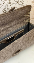 Load image into Gallery viewer, Felt Clutch with Gray Genuine Leather Trim
