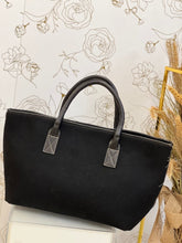 Load image into Gallery viewer, Black Felt Tote with Black Genuine Leather Trim
