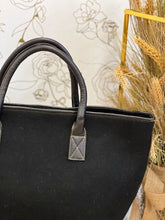 Load image into Gallery viewer, Black Felt Tote with Black Genuine Leather Trim
