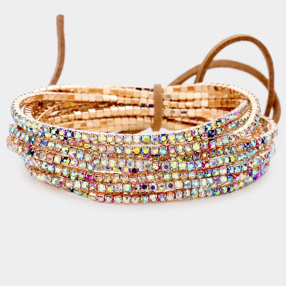 Colorful Champagne Rhinestone Layered Stretch Bracelets