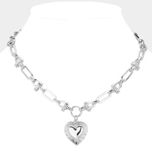 Load image into Gallery viewer, Hardware Metal Chain Heart Pendant Necklace
