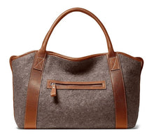 Load image into Gallery viewer, Felt Tote with Genuine Brown Leather Trim
