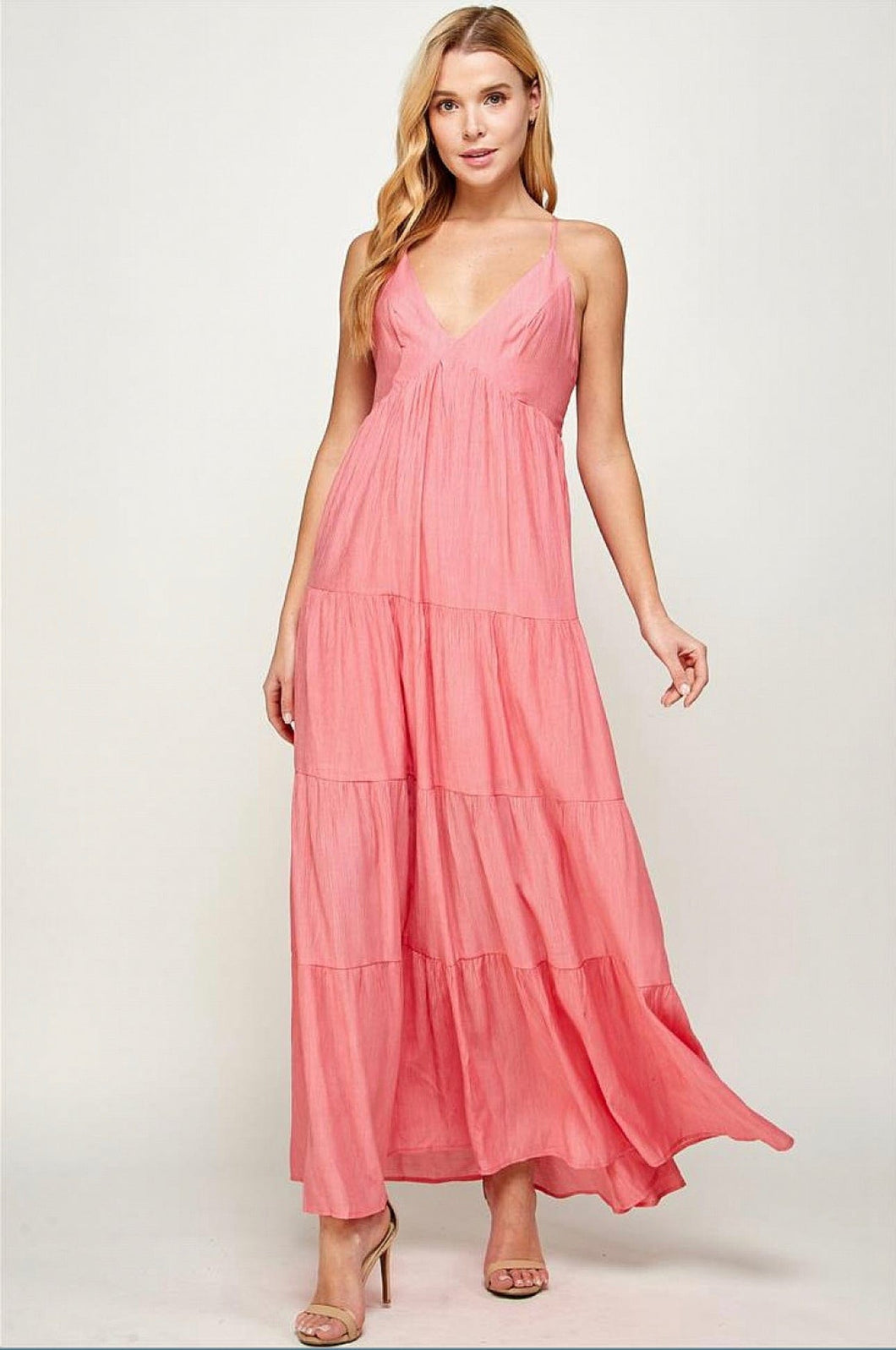 Open Back Tiered Maxi Dress