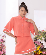 Load image into Gallery viewer, Coral Tiered Skirt Cropped Shirt Set
