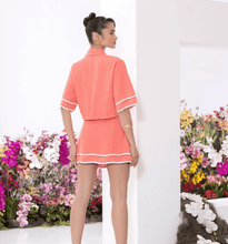 Load image into Gallery viewer, Coral Tiered Skirt Cropped Shirt Set
