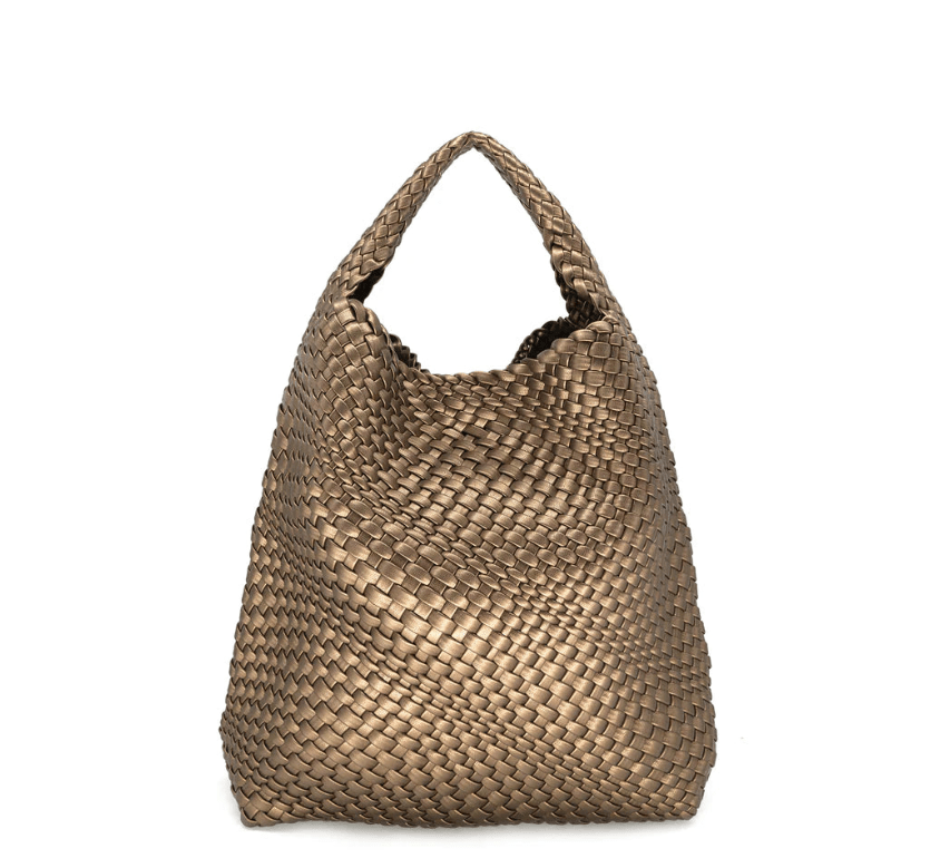 Copper Hobo Woven Vegan Leather Tote Bag