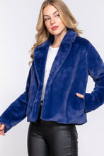 Load image into Gallery viewer, Faux Fur Notched Collar Open Front Jacket
