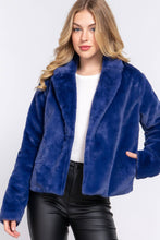 Load image into Gallery viewer, Faux Fur Notched Collar Open Front Jacket
