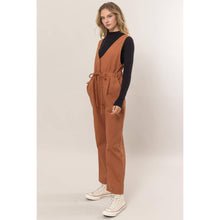 Load image into Gallery viewer, Camel Twill Sleeveless Jumpsuit
