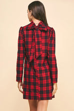 Load image into Gallery viewer, Red Plaid Back Neck Tied Mini Dress
