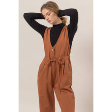 Load image into Gallery viewer, Camel Twill Sleeveless Jumpsuit
