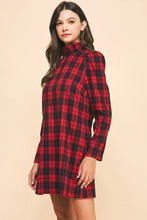 Load image into Gallery viewer, Red Plaid Back Neck Tied Mini Dress
