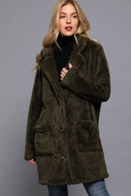 Load image into Gallery viewer, Long Sleeve Notched Collar Sherpa Coat
