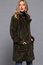 Load image into Gallery viewer, Long Sleeve Notched Collar Sherpa Coat
