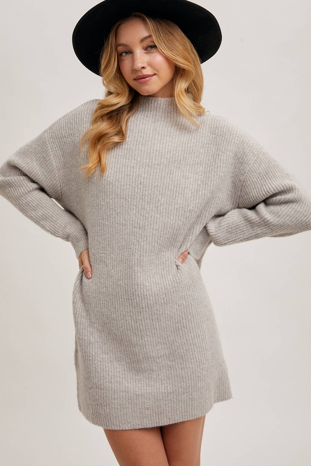 Mock Neck Knit Sweater Dress