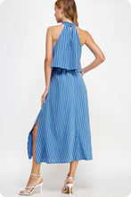 Load image into Gallery viewer, Halter Neck Side Cut-Out Stripe Cotton Dress
