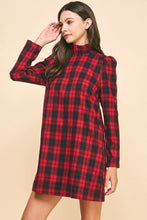 Load image into Gallery viewer, Red Plaid Back Neck Tied Mini Dress
