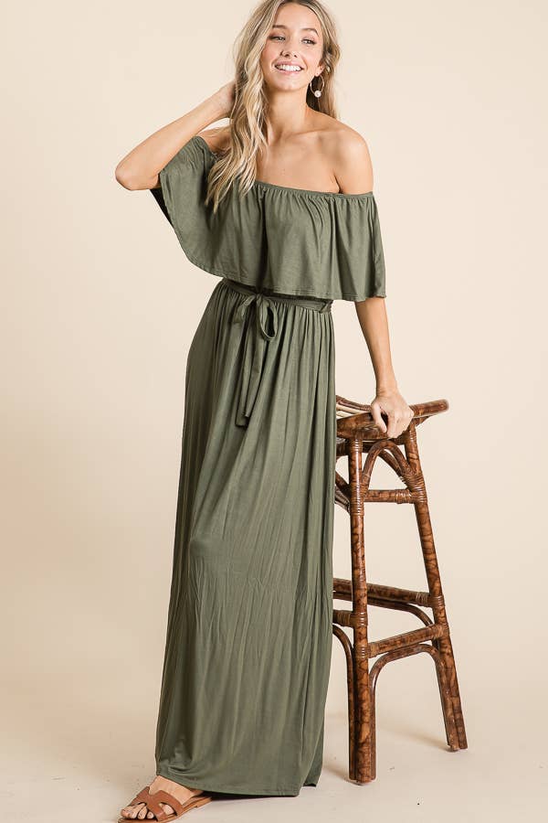 Julliana Rayon Jersey Off the Shoulder Maxi Dress